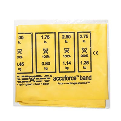 CanDo AccuForce Exercise Band - box of 40, 4' lengths - Yellow - x-light CanDo AccuForce Exercise Band - box of 40, 4' lengths - Yellow - x-light