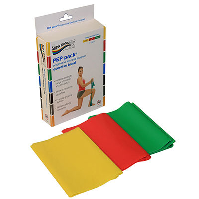Sup-R Band® Latex Free Exercise Band - PEP Pack® - Easy (Yellow, Red, Green)
