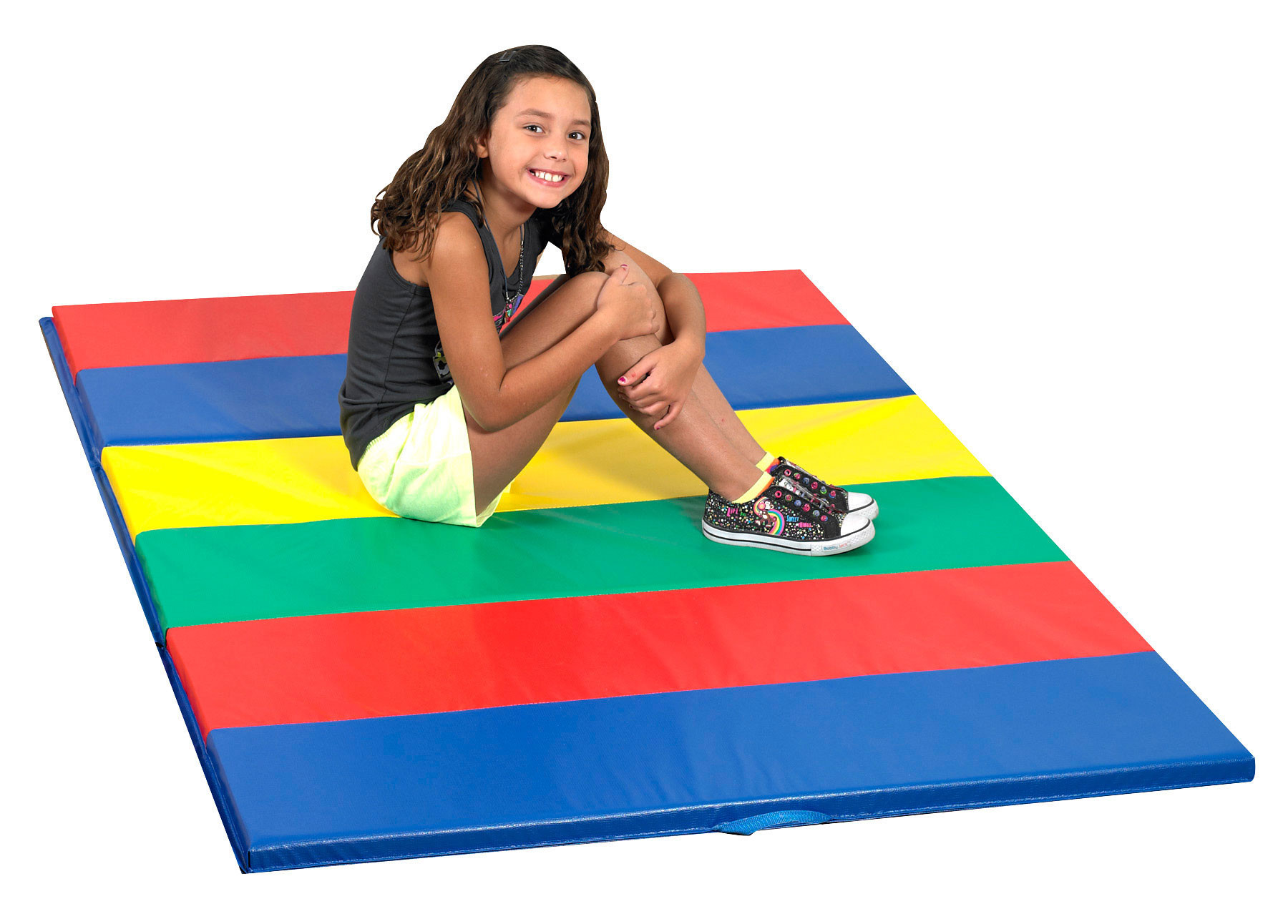 Rainbow Panel Folding Mat - girl on mat