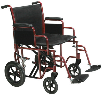 Red Bariatric Steel Transport Chair