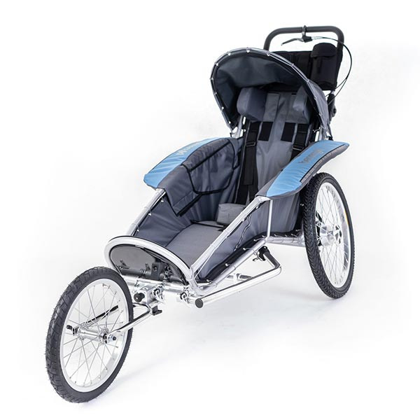 Benecykl Jogging Stroller & Bicycle Trailer - Junior with Jogging Wheel / Blue Gray