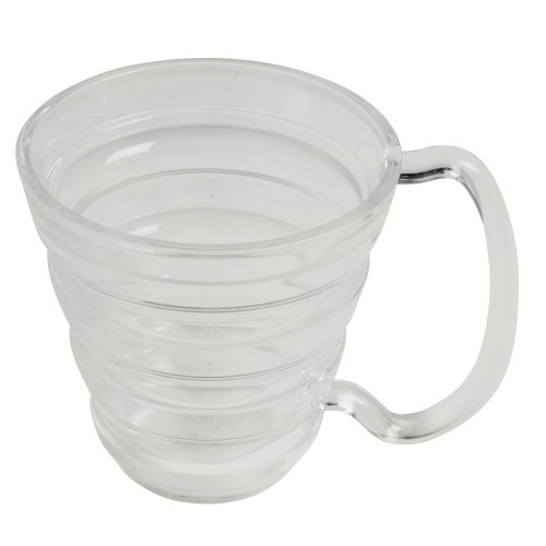 Independence Long Handle Clear Mug with Lids :: large, single handle cup  with no spill lids