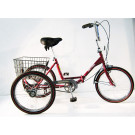 Deluxe 3 Speed (3 gears to choose from for easier pedaling)Port-o-trike Folding Adult Trike with 20" wheels with (Front Caliper Brake & Rear Coaster (foot)Brake) and rear basket. 