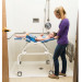 Rifton Wave Bathing System with Shower Stand Option - Blue, reclined, in shower with assistant