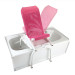 Rifton Wave Bathing System with tub stand option - Pink, secured onto the tub